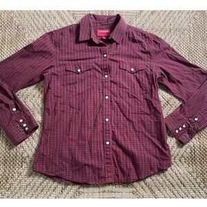 CHAPS Denim Metal Snap Casual Long Sleeve Button Front Boys Shirt 100% cotton